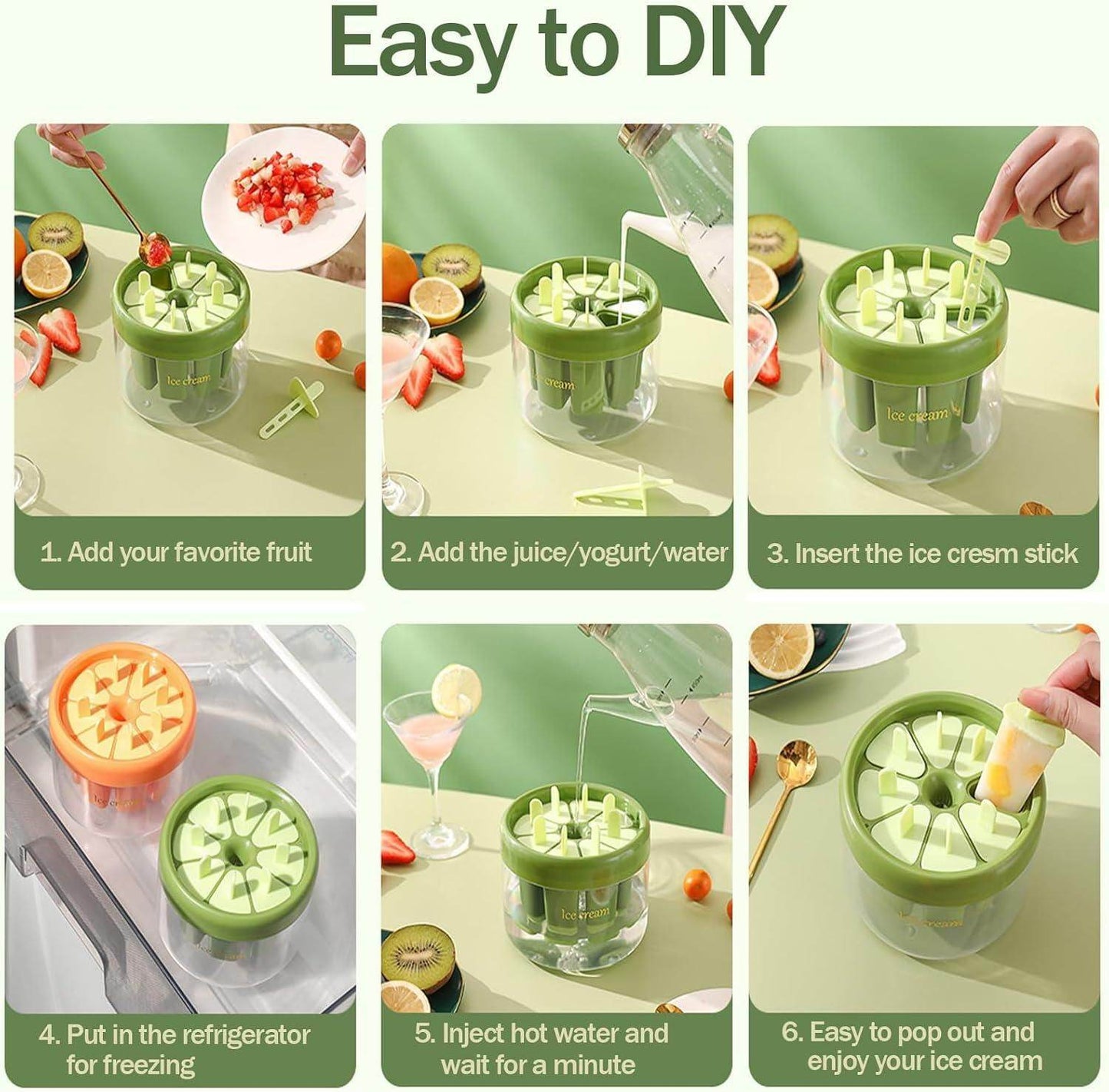 Reusable DIY 8 Pieces Ice Pop Mould - KazualCart