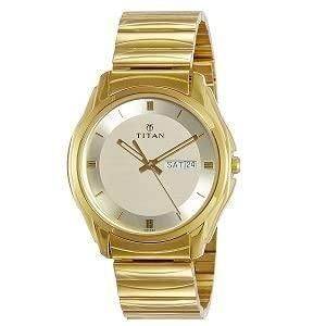 STYLISH TITAN ANALOG WATCH WITH DAY & DATE - GOLDEN - KazualCart
