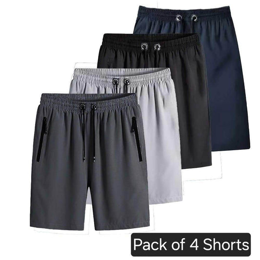 Combo of 4 Men's Stretchable Cotton Shorts - KazualCart