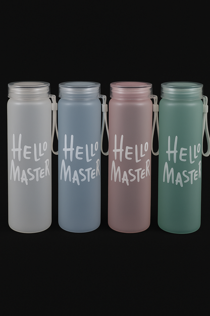 Glass Water Bottle I Hello Master I 500ml I Pack of 1